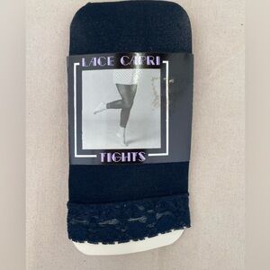 NWT Lace Capri Tights - Black Vintage 80s 90s OSFM Style 620 Deadstock